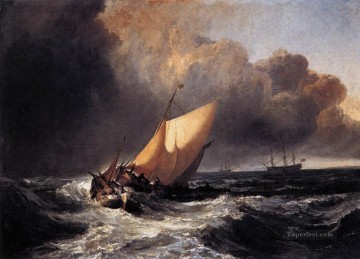Barcos holandeses Turner en un paisaje marino de Gale Pinturas al óleo